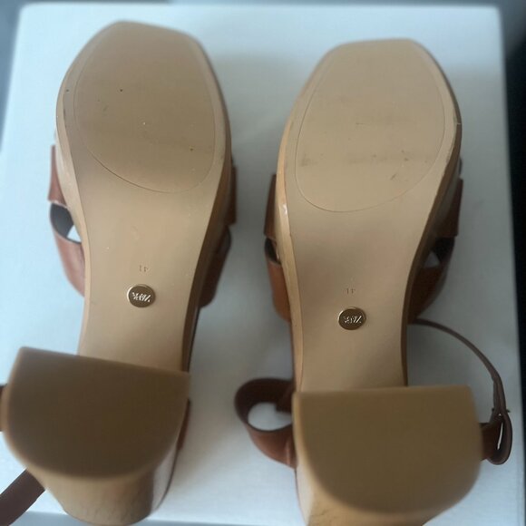 ZARA Wooden Block Heel Sandals – Size 10 - Picture 2 of 5